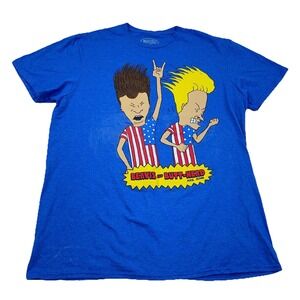Bevis And Butt Head Shirt Men Large Blue Tee Anime Cartoon America Retro Y2K
